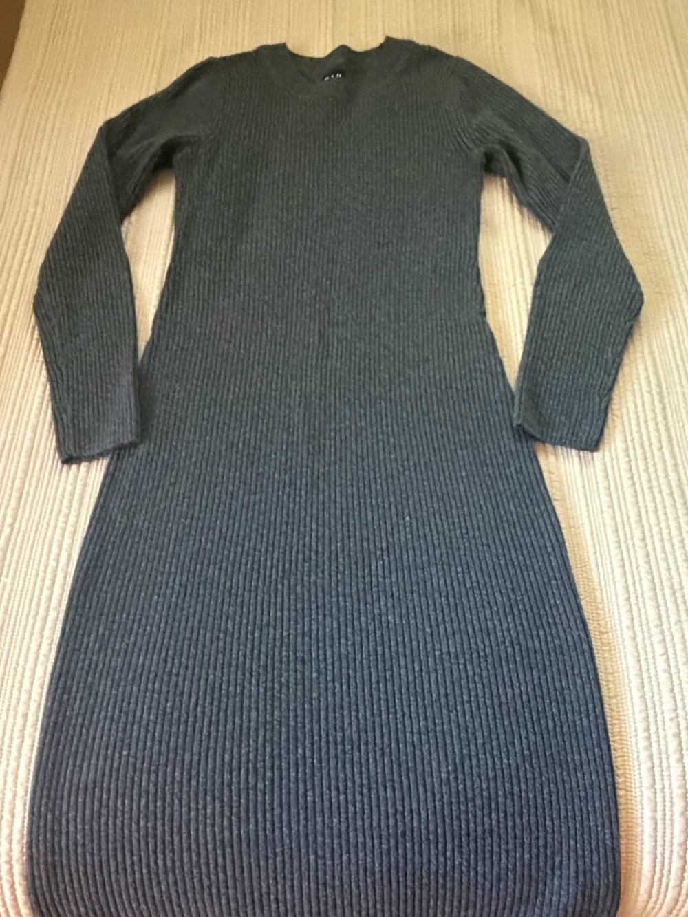 GAP XS Petite Dark Charcoal Ribbed Long Sleeve Sweater Dress